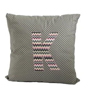 Throw Accent Pillow Gray White Polka Dot Letter K Pink Chevron 17" Square in goo